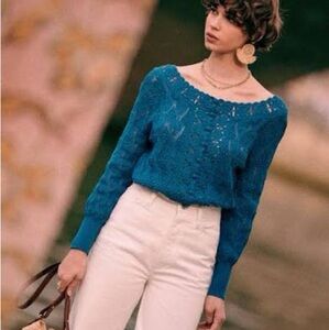 Sezane Anika Jumper Bleu Paon - Size S